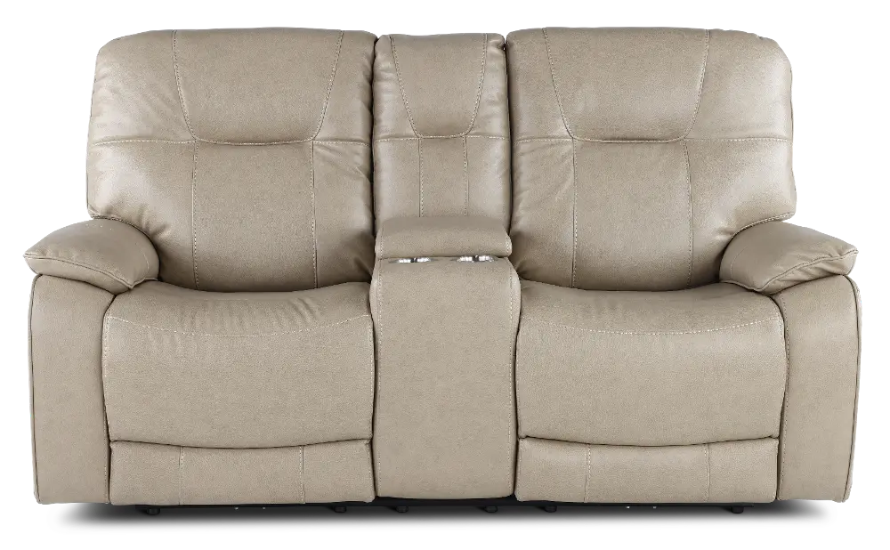 Axel Beige Power Reclining Loveseat with Console-1