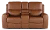 Linden Caramel Power Reclining Loveseat with Console