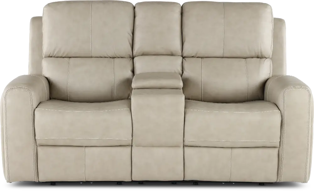 Linden Beige Power Reclining Loveseat with Console-1