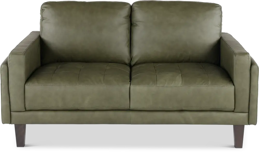 Guernsey Green Leather Loveseat-1
