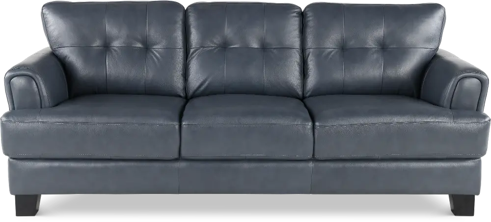 Manhattan Blue Leather Sofa-1