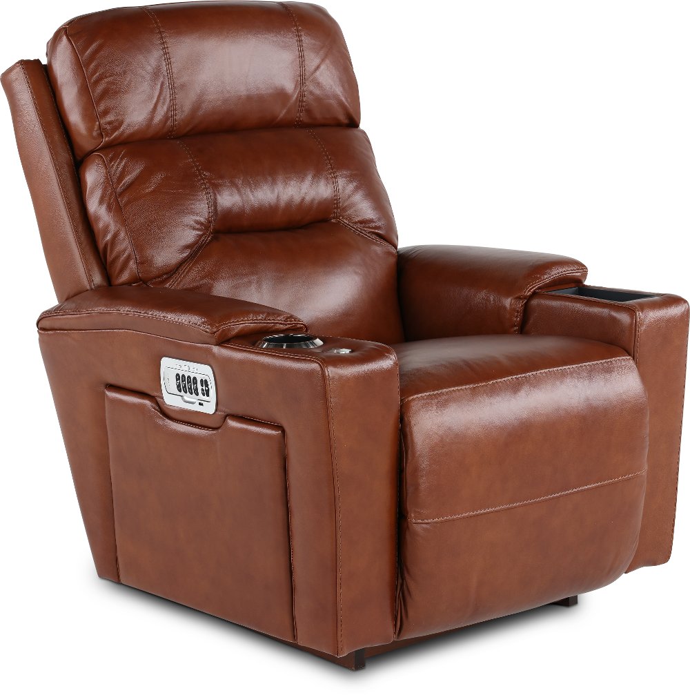 Neo Cognac Power Rocker Recliner with Headarest and Lumbar