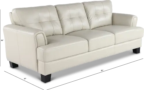 Manhattan Off White Leather Sofa RC Willey