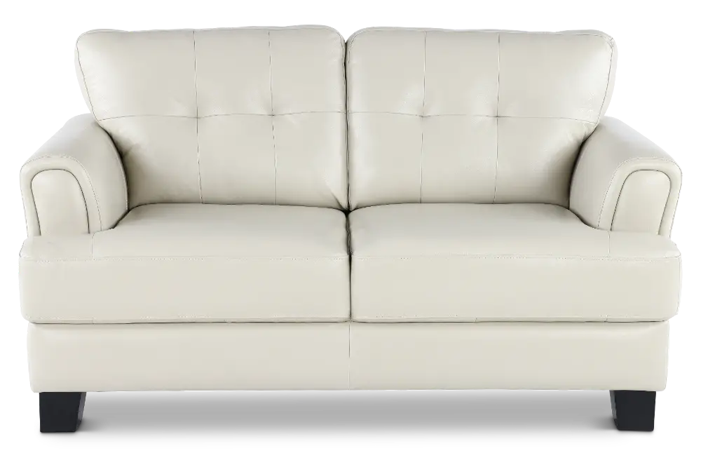 Manhattan Off White Leather Loveseat-1