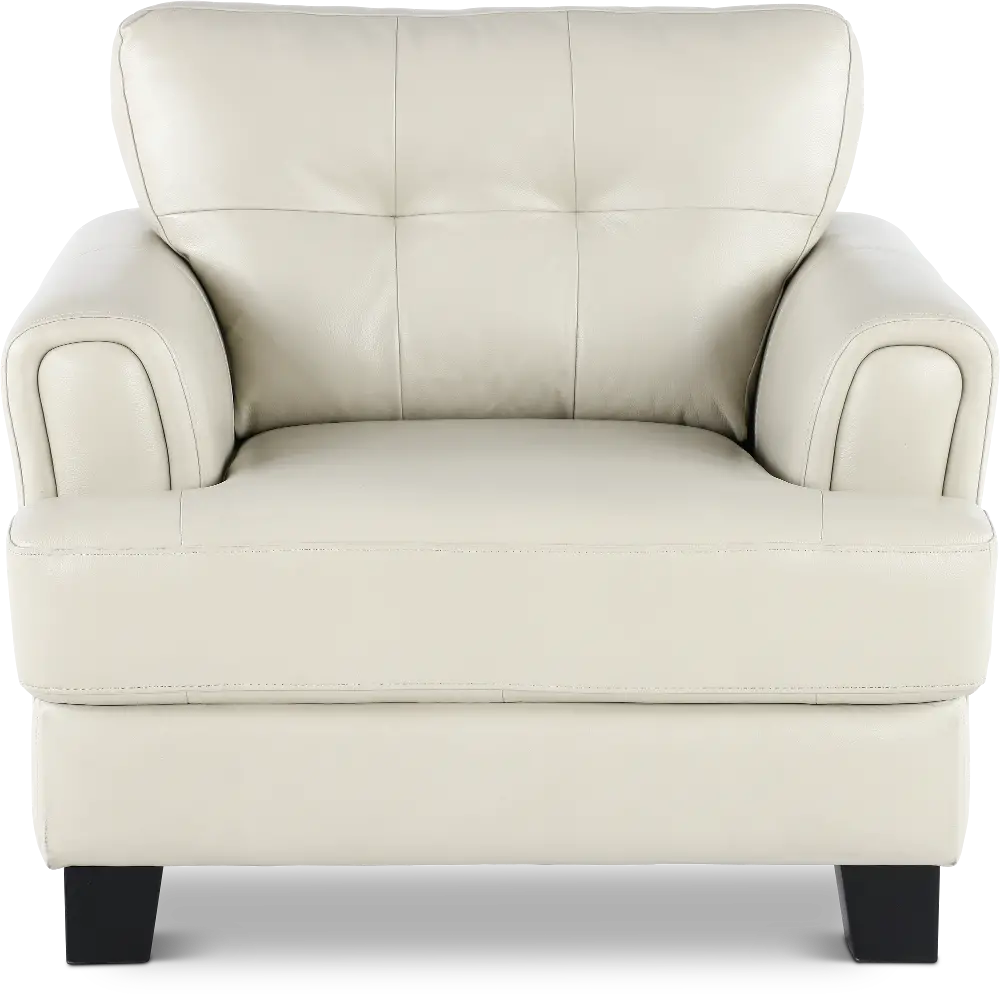 Manhattan Off White Leather Chair-1