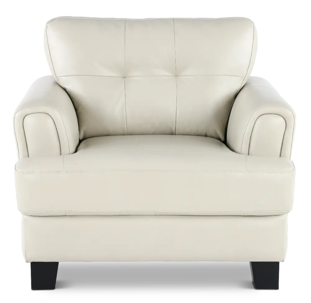 Manhattan Off White Leather Chair-1