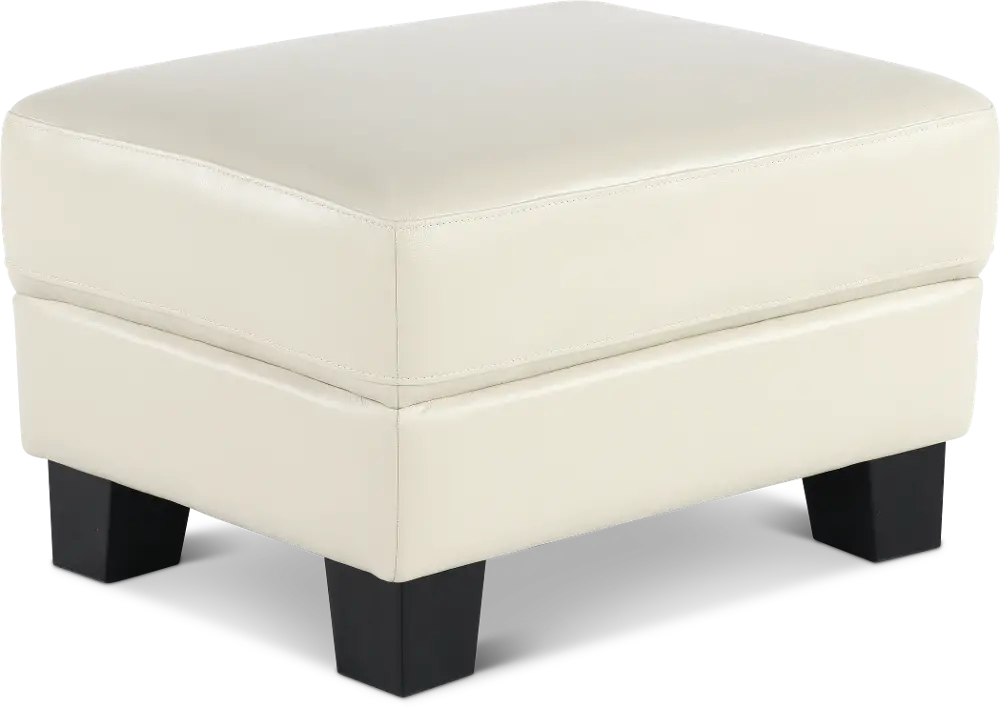 Manhattan Off White Leather Ottoman-1