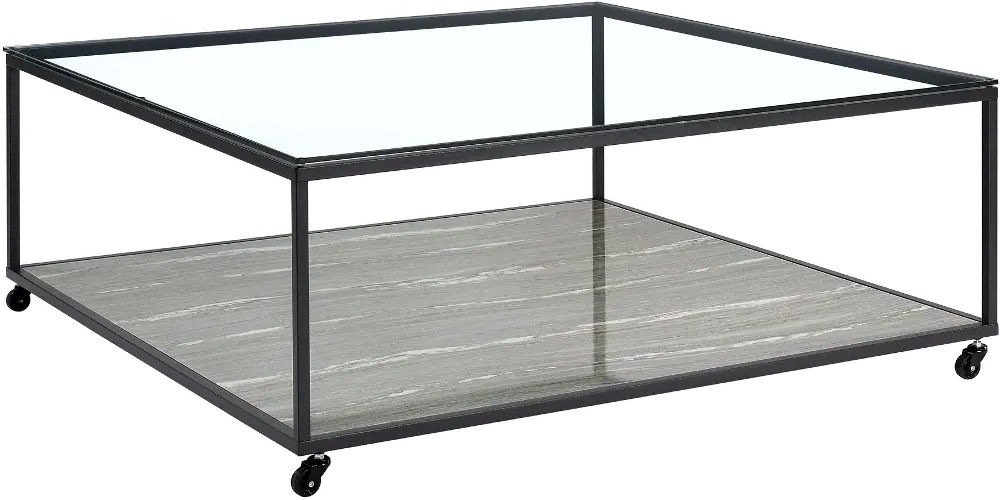 Yasmin Black and Gray Glass Square Coffee Table-1