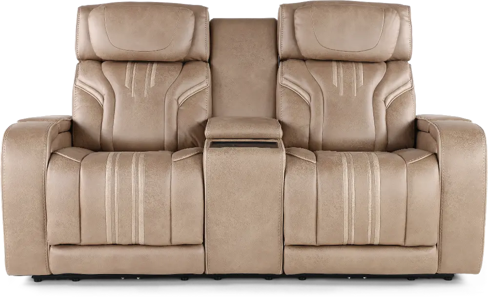 Tacama Sand Power Reclining Loveseat with Audio-1