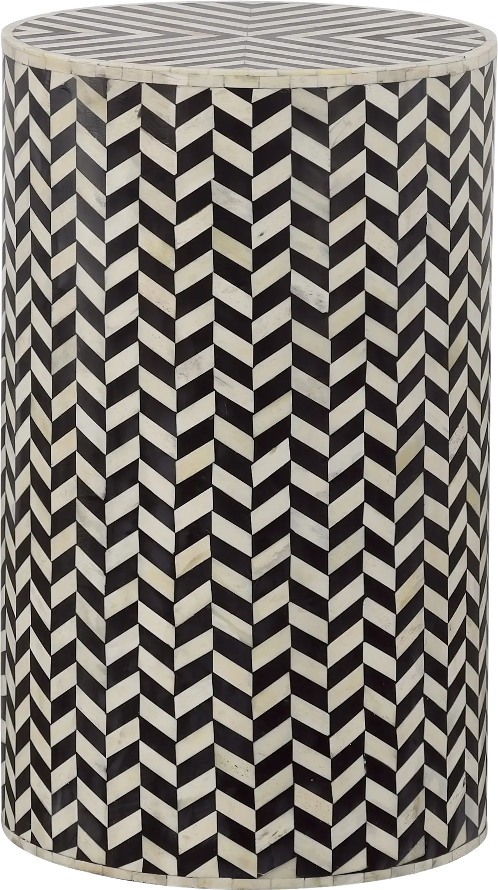 92513 Black and White Chevron Pattern Accent Table-1