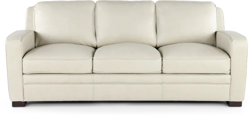 Stallion Ivory White Leather Sofa