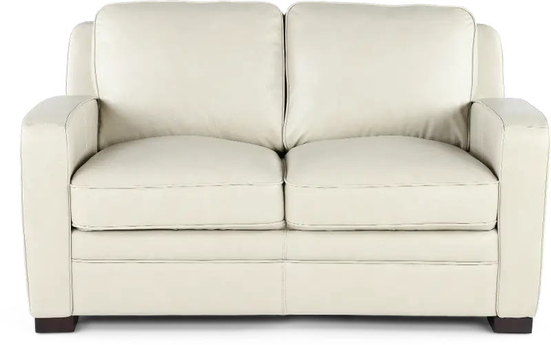 Stallion Ivory White Leather Loveseat