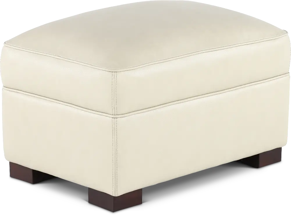 Stallion Ivory White Leather Ottoman-1