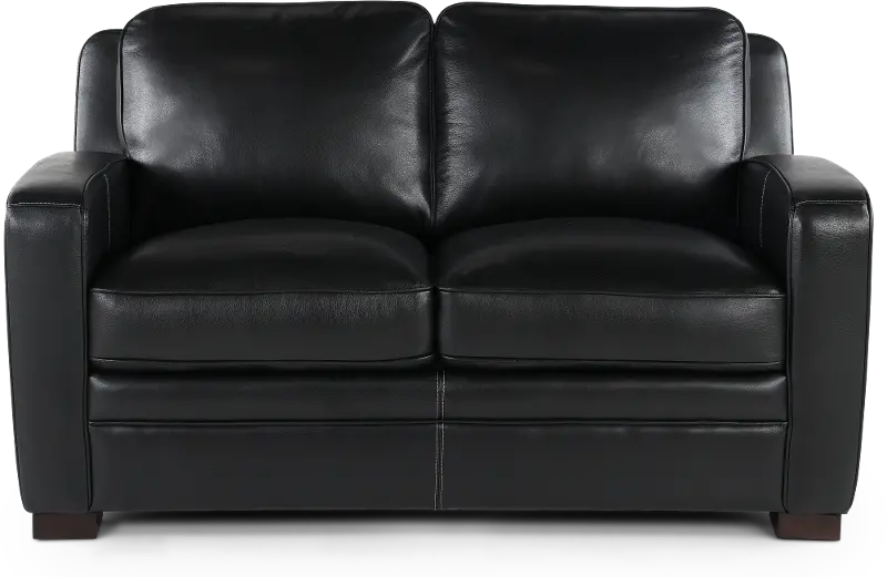 Stallion Black Leather Loveseat