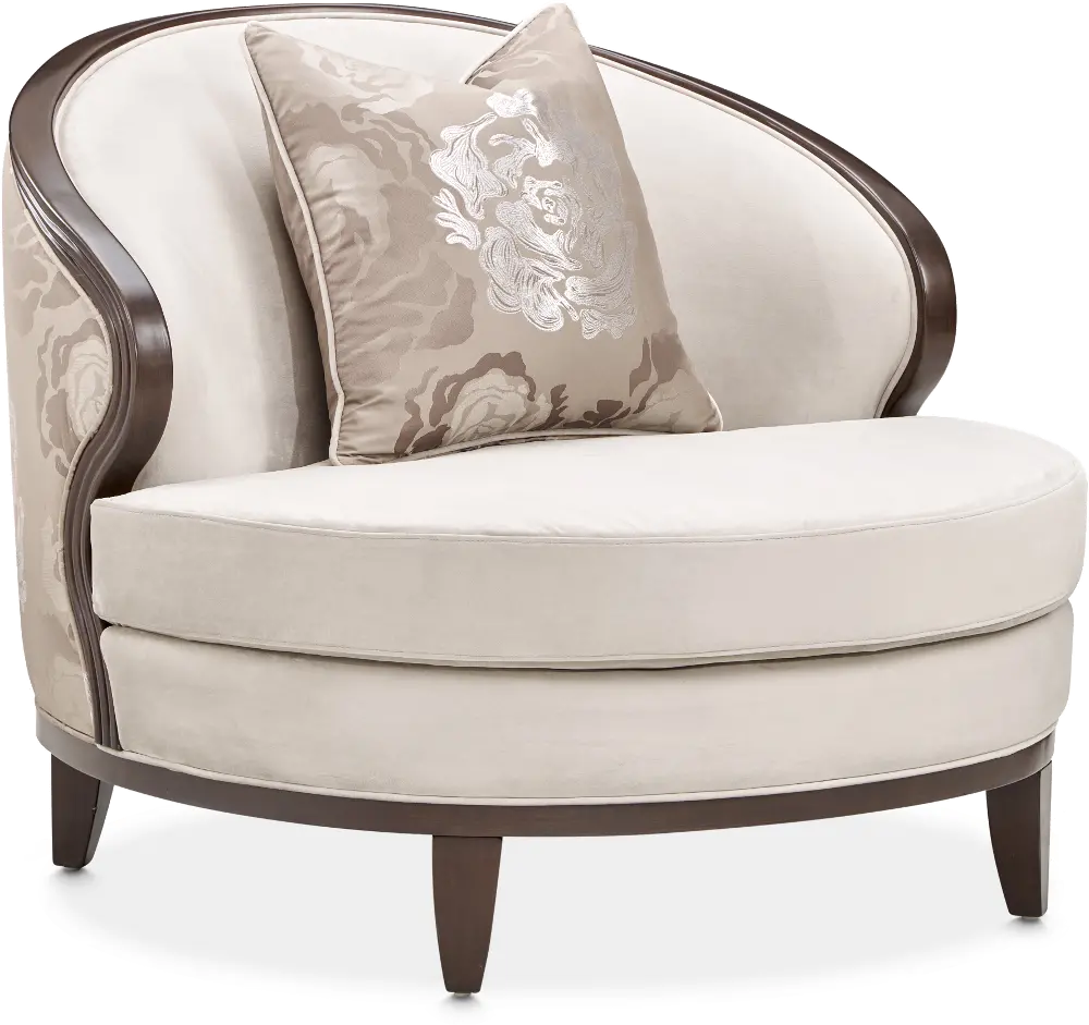 Camellia Linen White and Brown Matching Chair-1