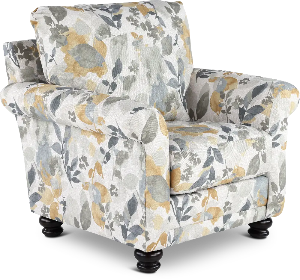 779-27/2442/38 Jonesport Yellow and Gray Floral Accent Chair-1