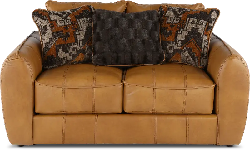 Corvara Tan Leather Loveseat