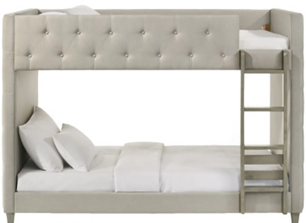 Addyson Gray Upholstered Twin-over-Twin Bunk Bed-1