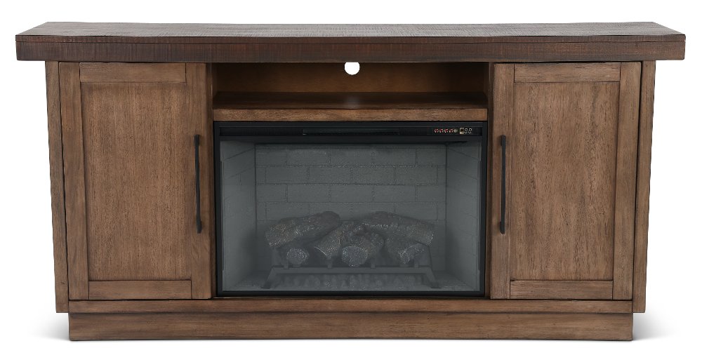 Boise Two-Tone Brown Fireplace Console
