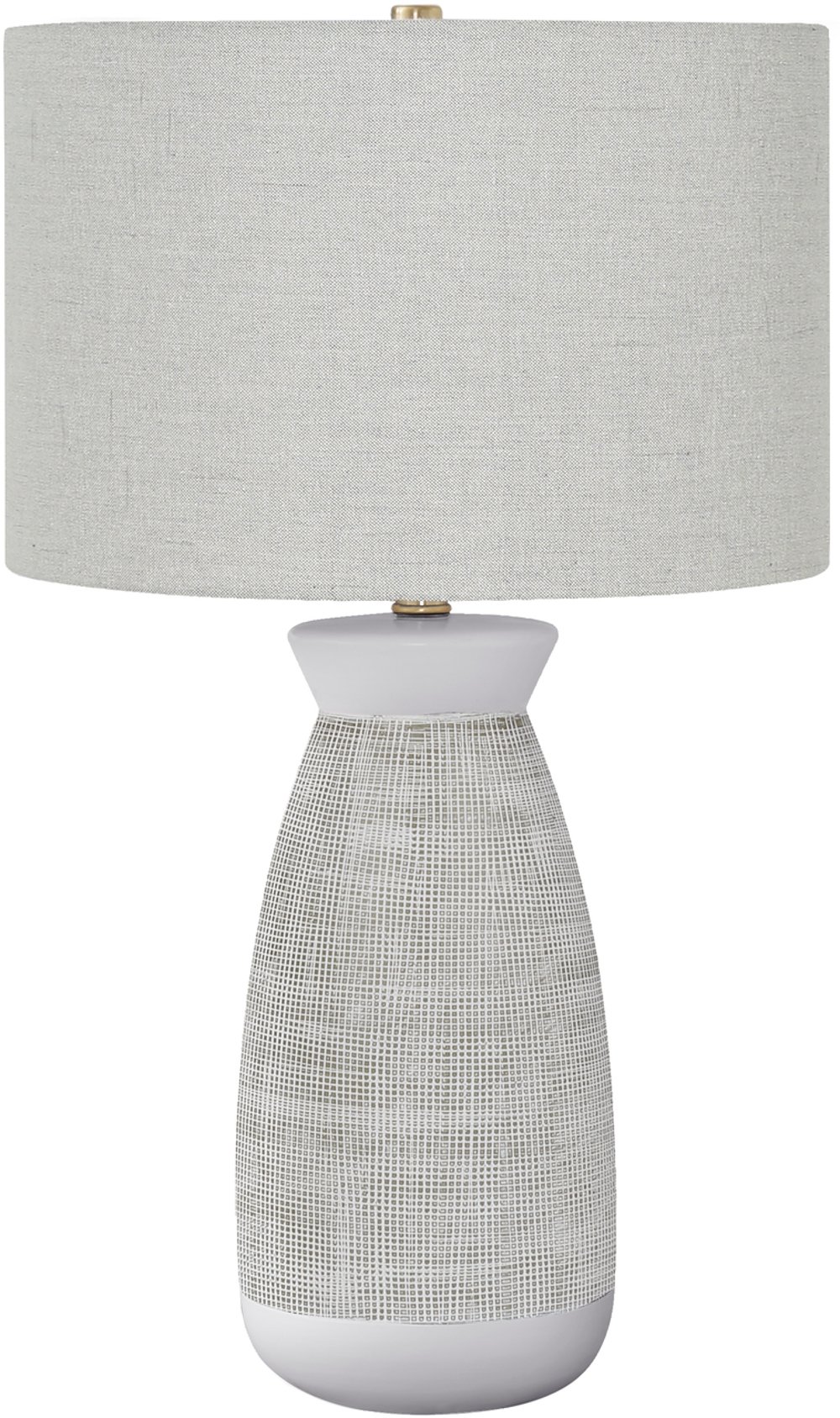 113481586 27 Inch White and Gray Ceramic Table Lamp sku 113481586