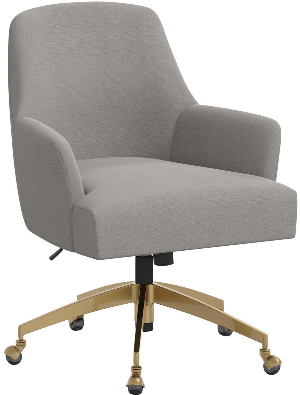 Shelby Linen Gray Office Chair with Gold Base