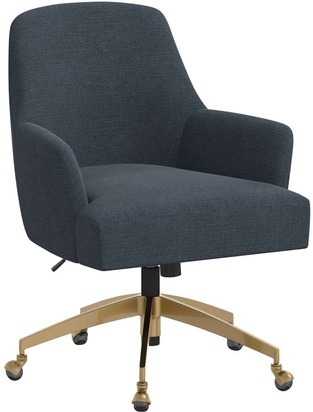 Shelby Linen Navy Office Chair with Gold Base