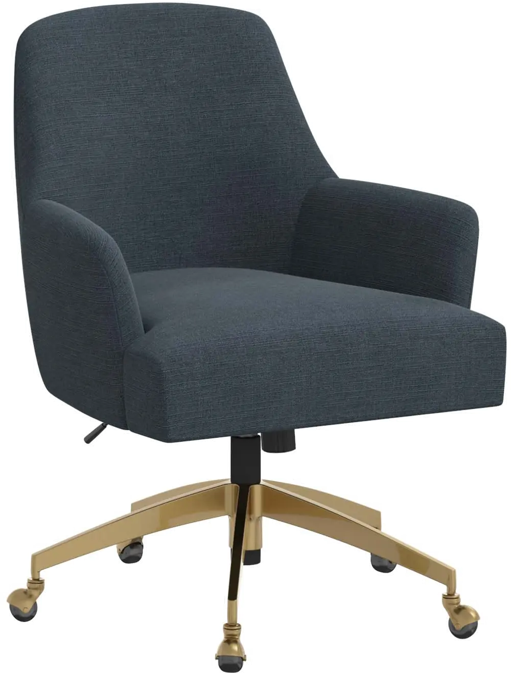 78-9GLDLNNNV Shelby Linen Navy Office Chair with Gold Base-1