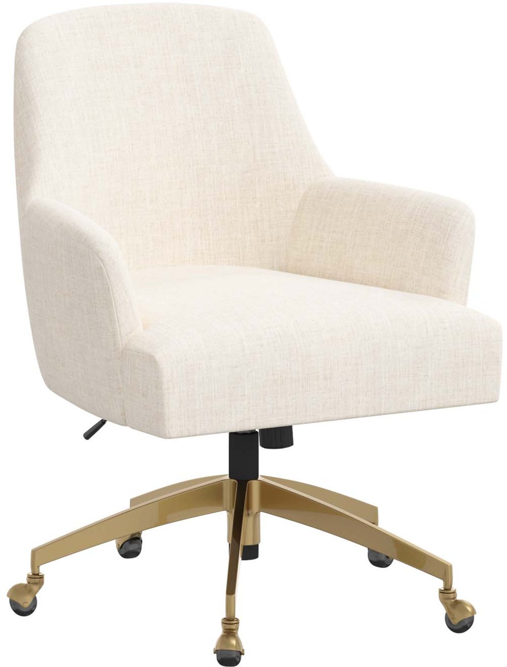 Shelby Linen Talc Office Chair with Gold Base