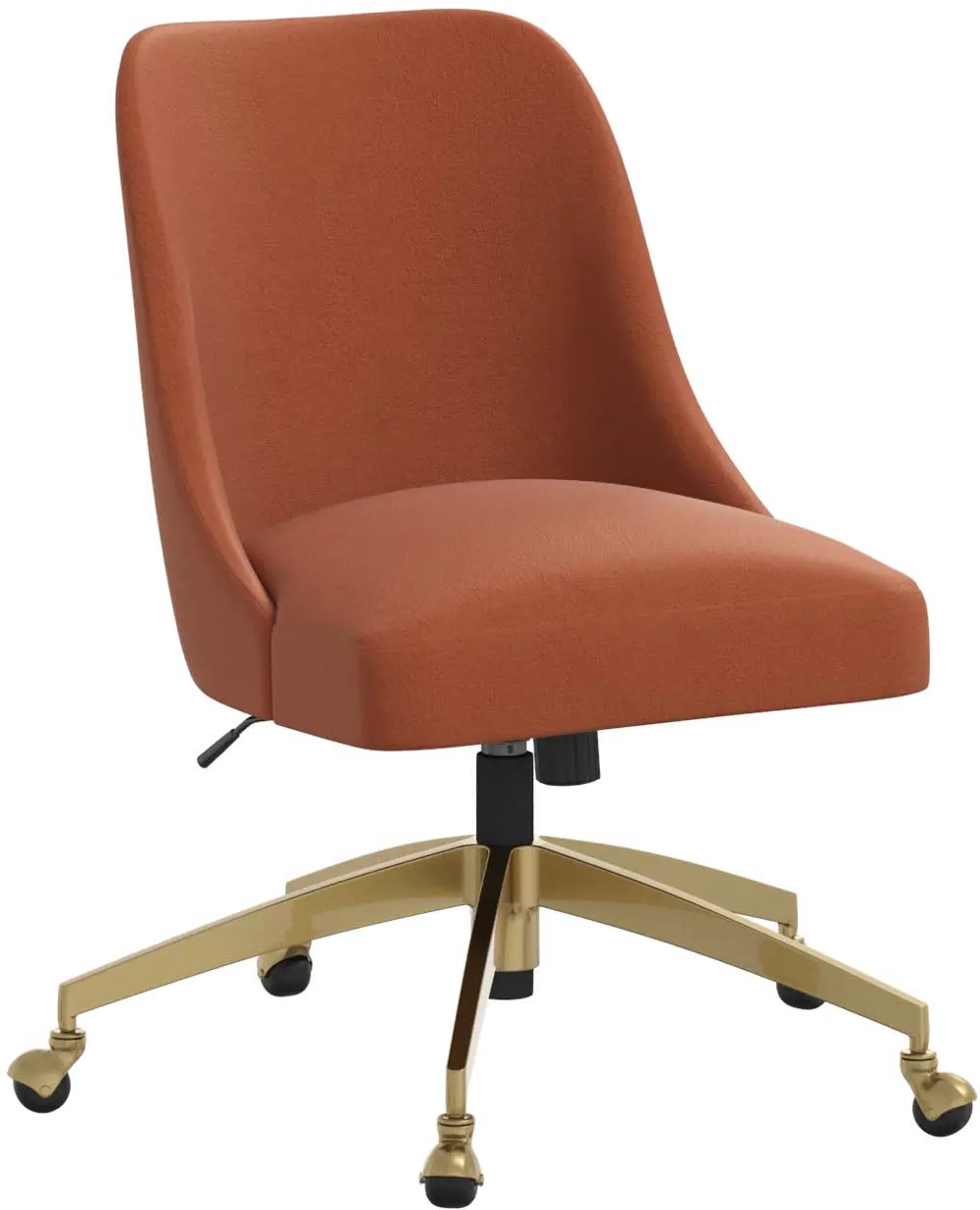 84-9GLDVLVBRNORN Angela Velvet Burnt Orange Gold Base Office Chair-1