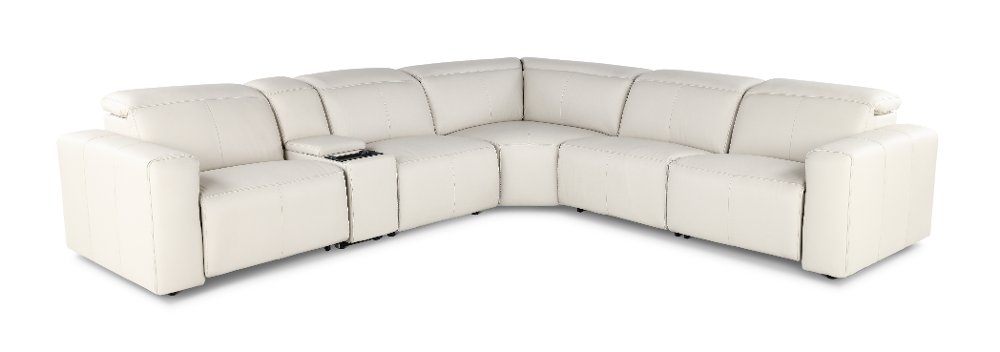 Airy Pebble White 6-Piece Power Reclining Sectional