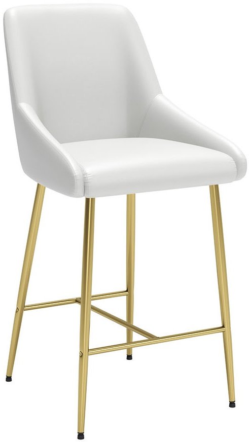 Photos - Chair ZUO Modern Madelaine White and Gold Counter Height Stool 109378 