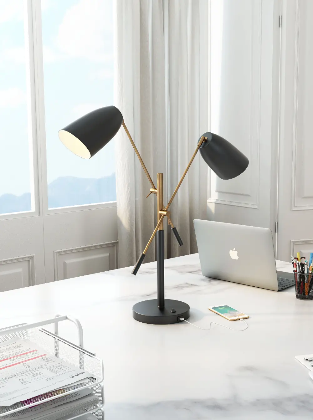 Tanner Black and Brass Table Lamp-1