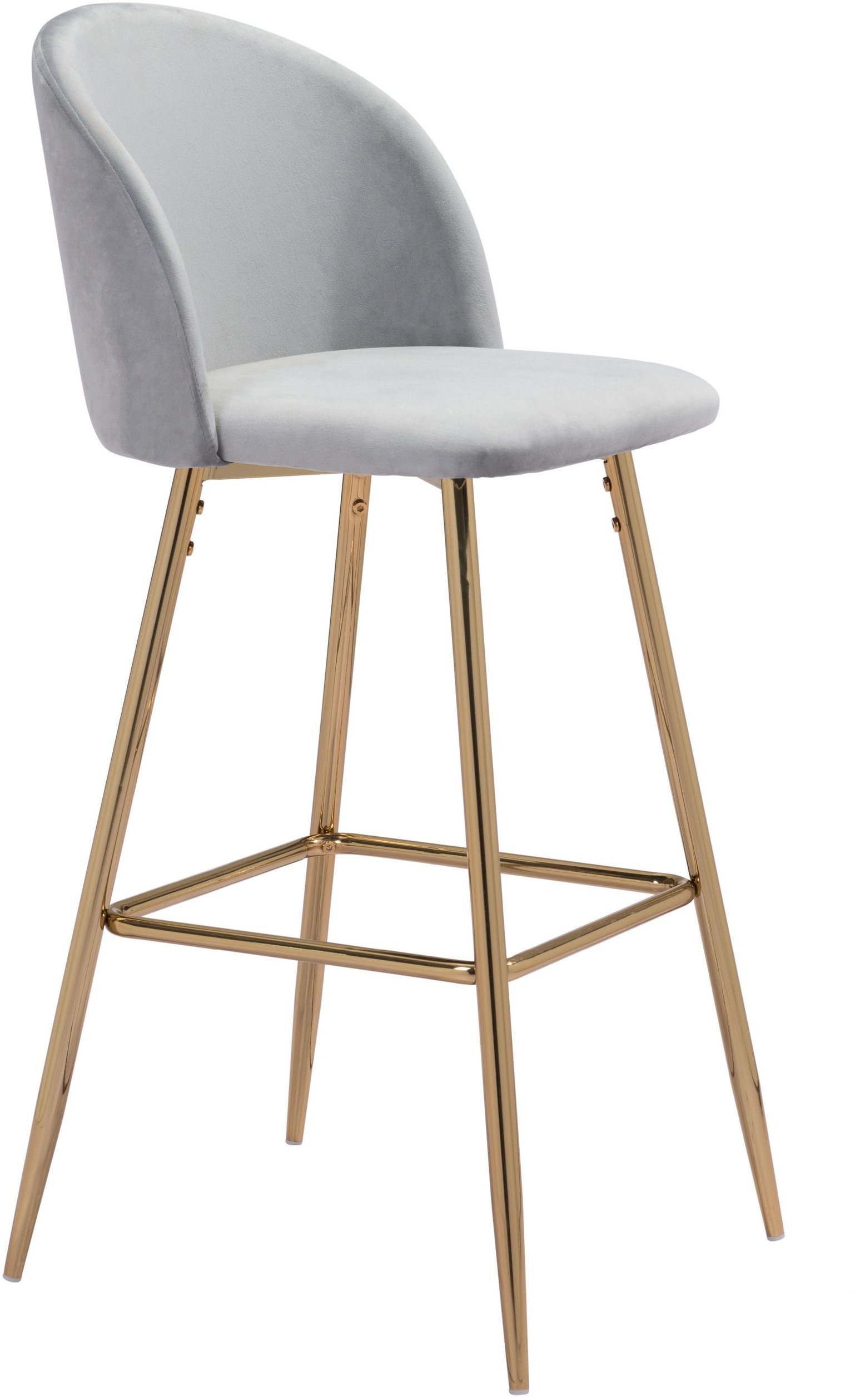 Photos - Chair ZUO Modern Cozy Gray Velvet Bar Stool 101561 