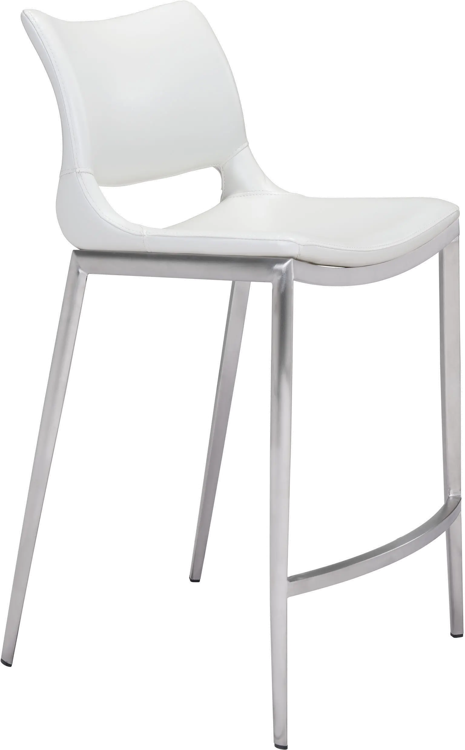 Photos - Chair ZUO Modern Ace White and Silver Counter Height Stool, Set of 2 101390 