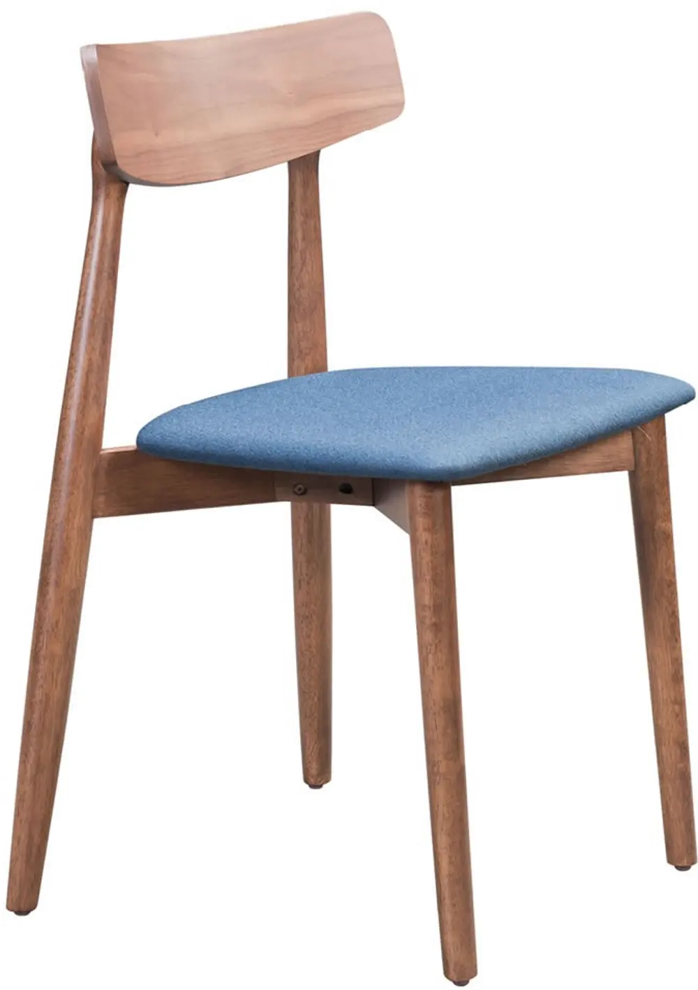 Newman Walnut Brown and Blue Dining Chair-1