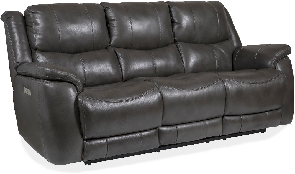 Galaxy Gray Zero Gravity Power Reclining Sofa with Adjustable Headrest and Lumbar