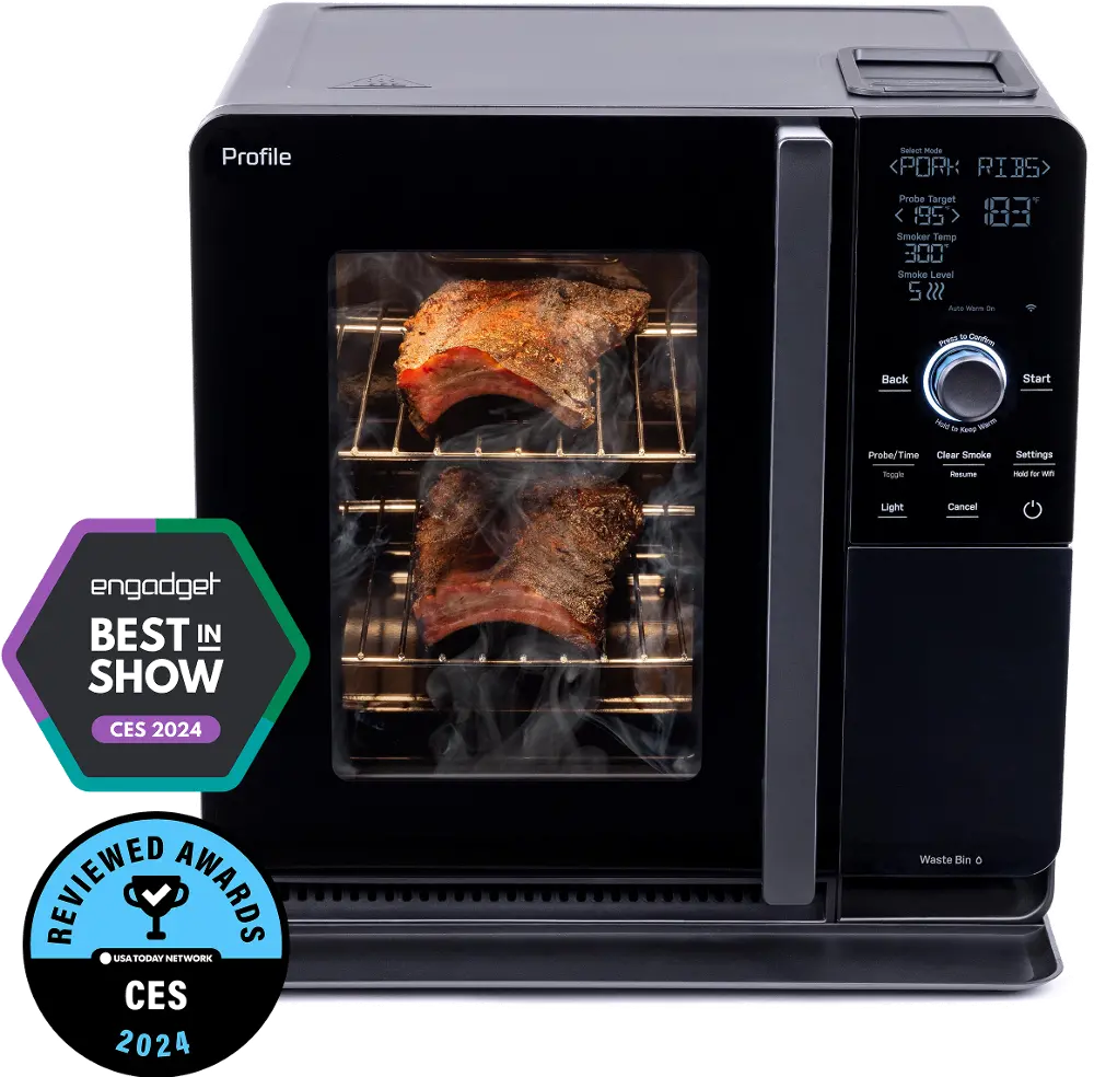 P9BAAS6VBB GE Profile Smart Indoor Smoker - Carbon Black-1