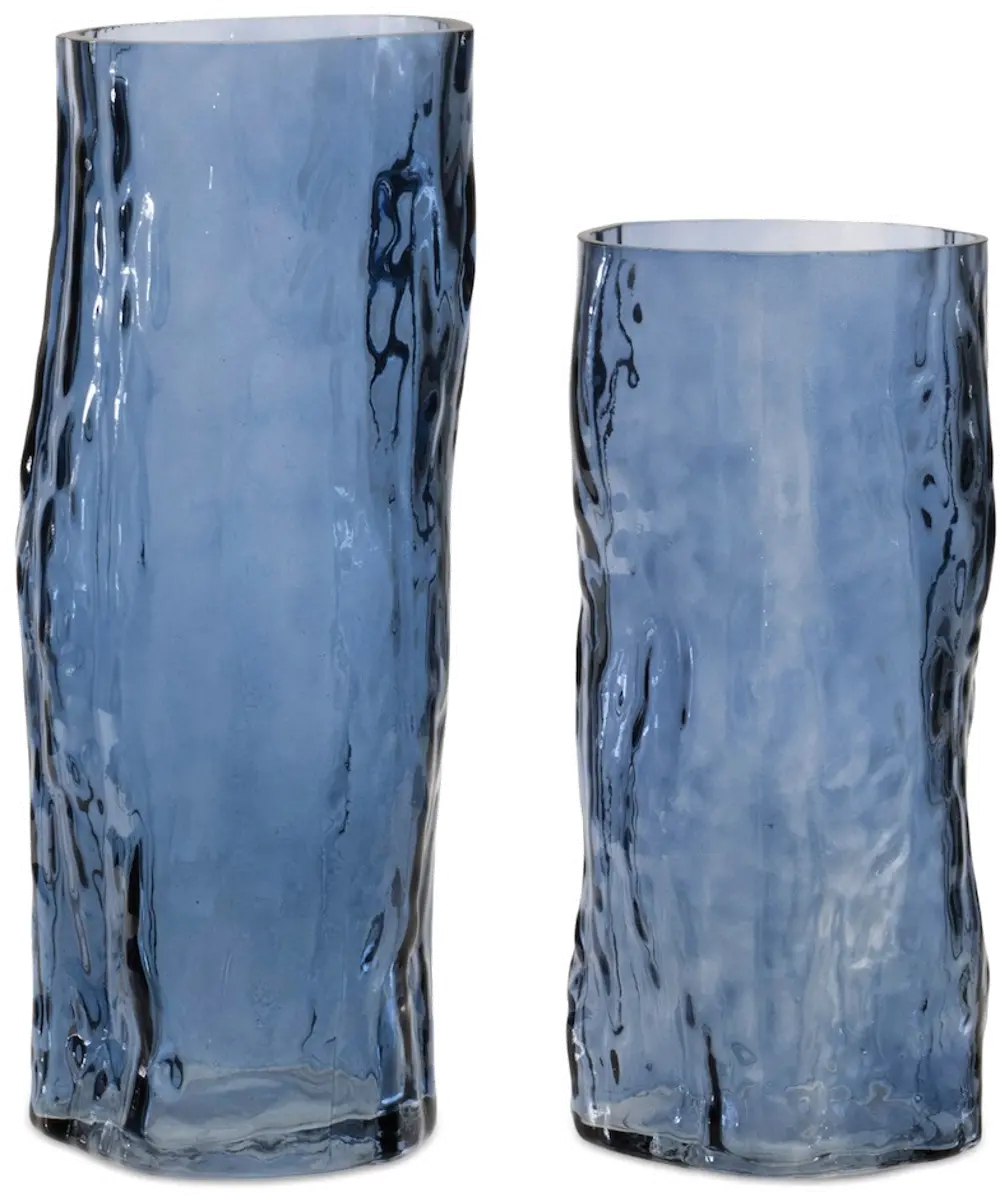 Large 9.5 Inch Blue Textured Vase-1