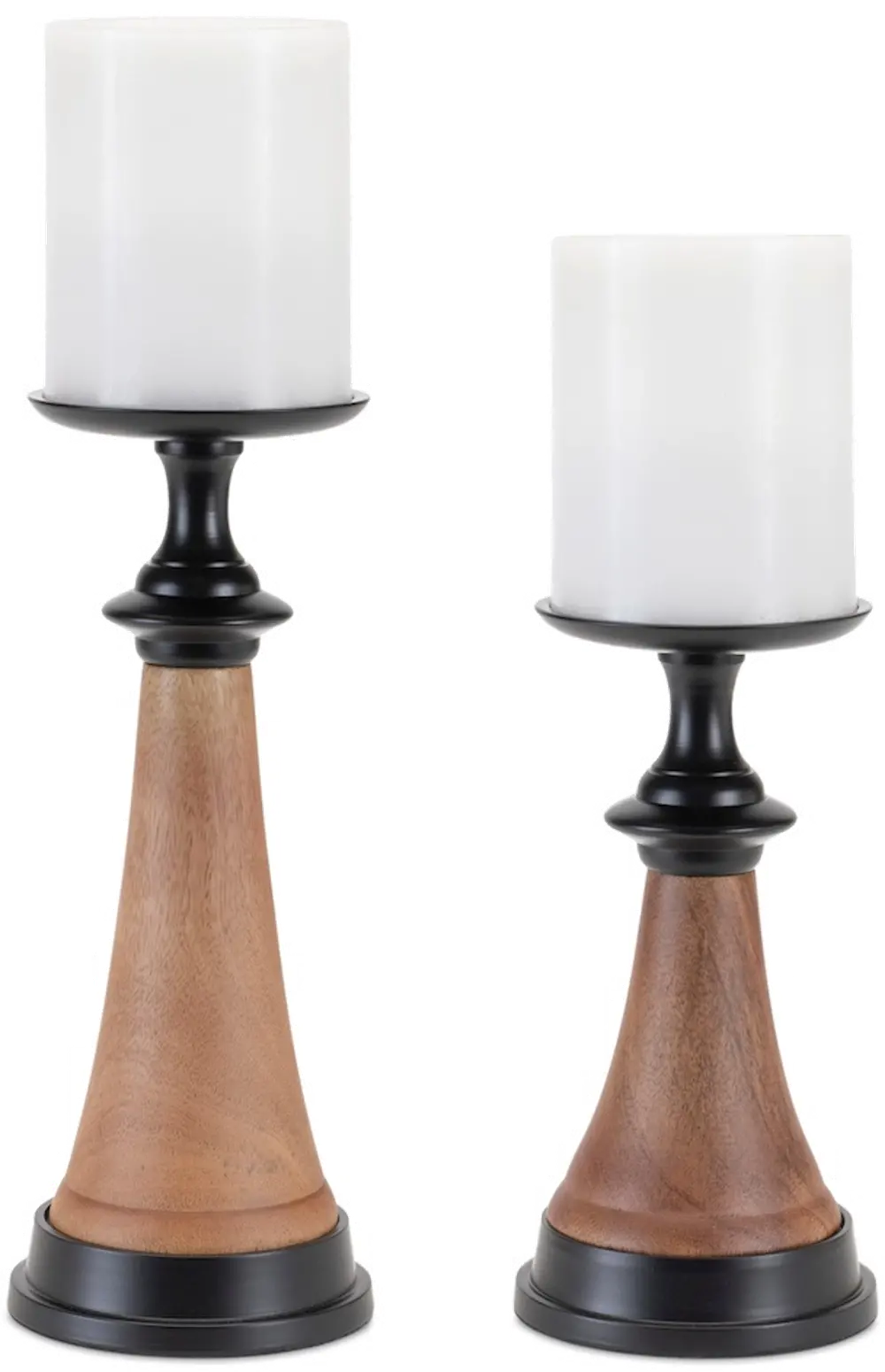 Large Wood and Iron Candle Holder-1