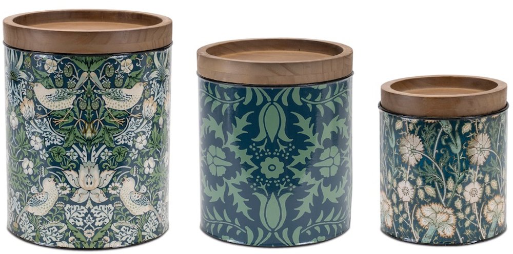 Medium 8.5" Green Floral Canister