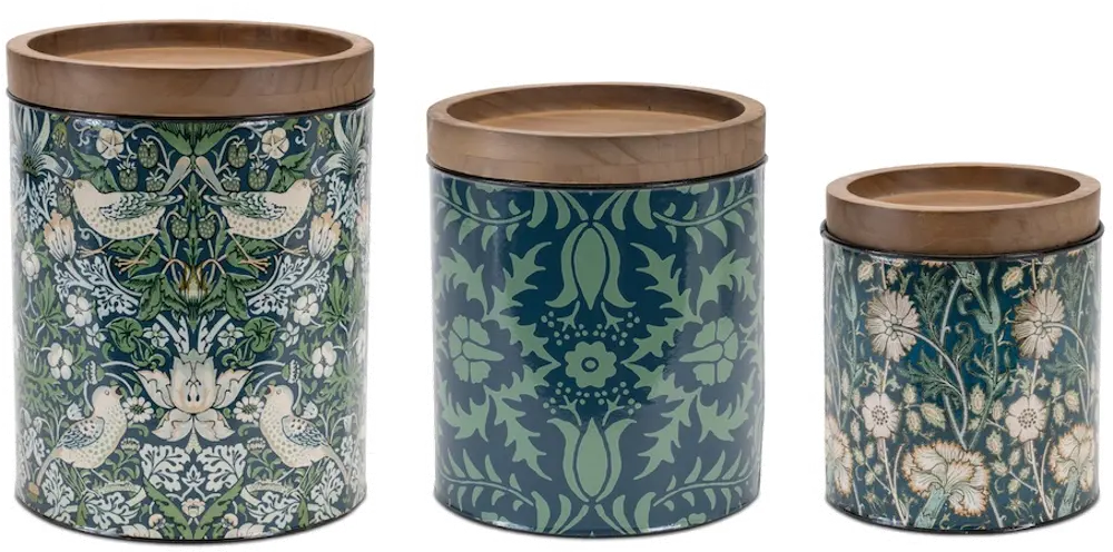 Medium 8.5 Inch Green Floral Canister-1