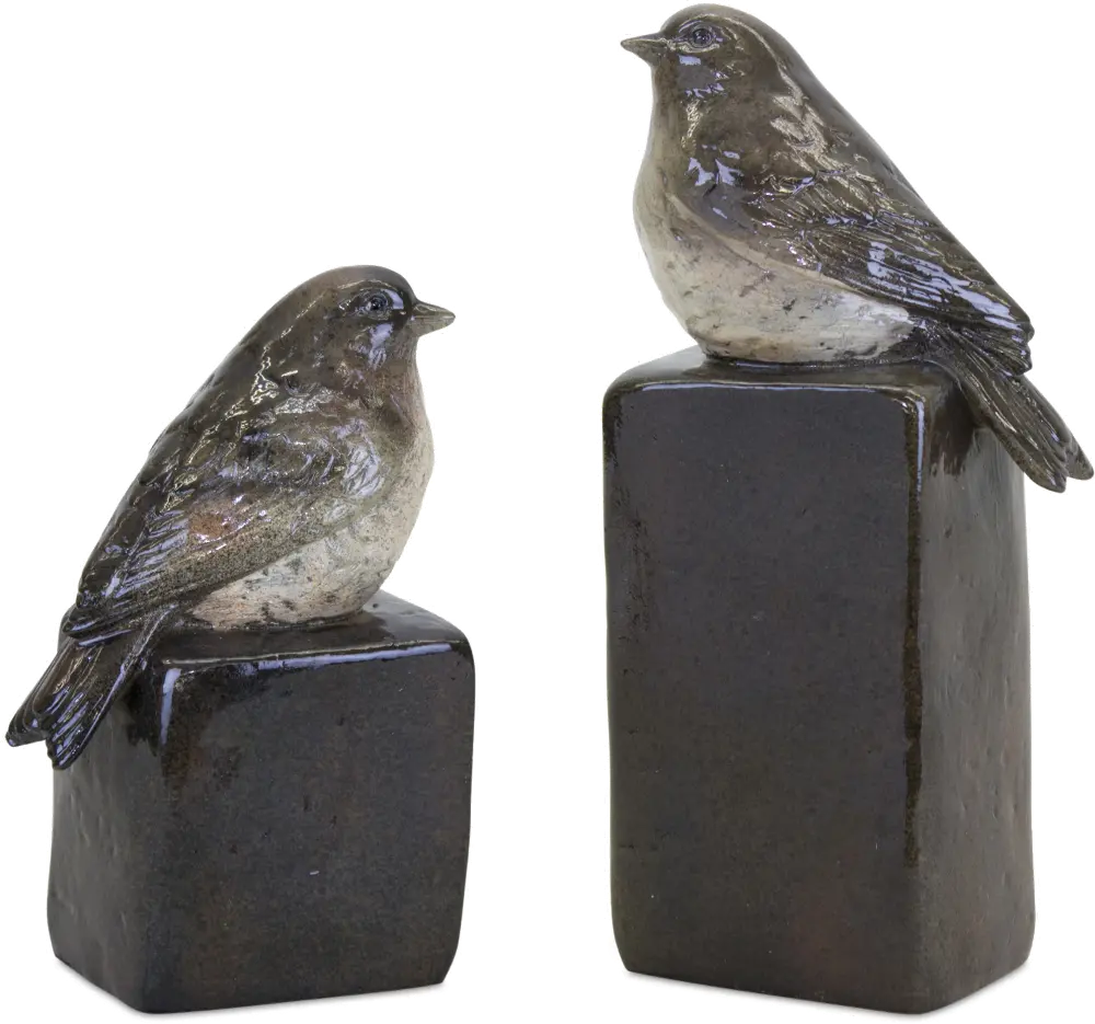 8 Inch Gray Bird on Stand Figurine-1