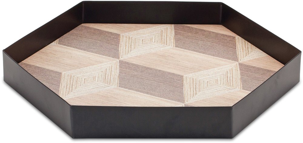 Large Black and Brown Geometric Accent Tray