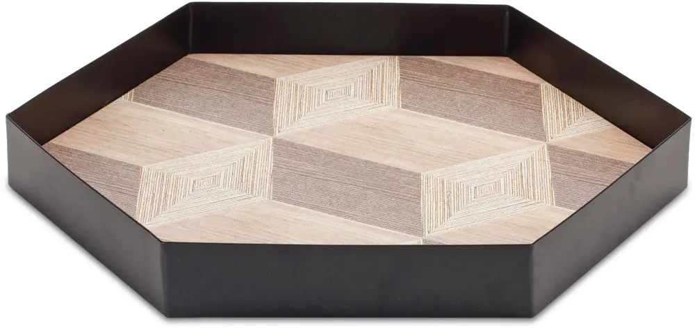 Large Black and Brown Geometric Accent Tray-1