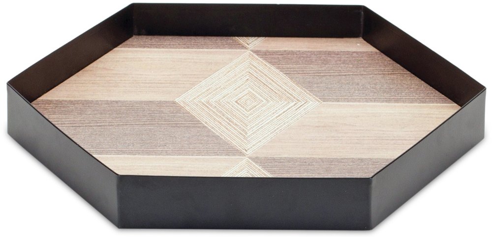Small Black and Brown Geometric Accent Tray