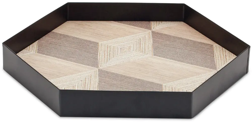 Medium Black and Brown Geometric Accent Tray-1