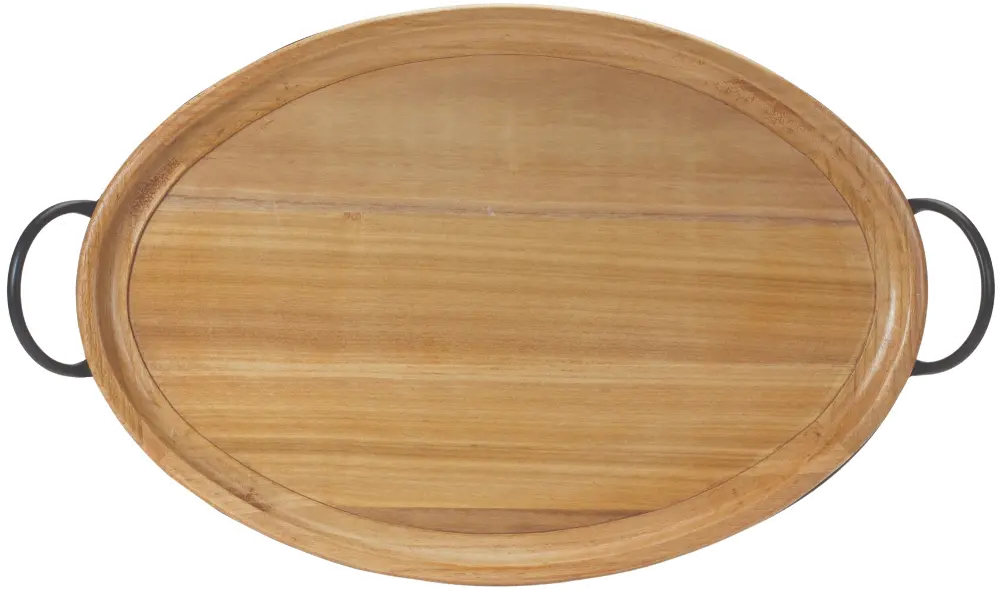 Large 27.5-Inch Wood and Iron Tabletop Tray-1