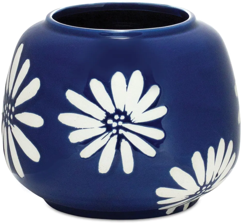 5.5-Inch Blue and White Flower Ceramic Pot-1