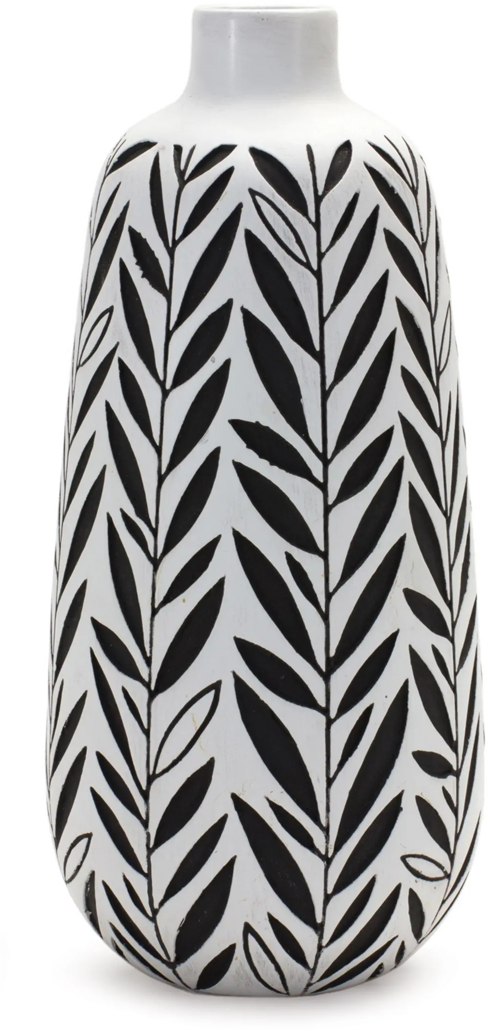 Small Black and White Leafy Vase-1