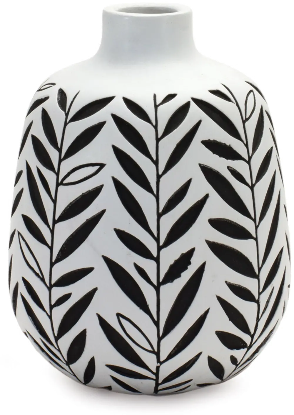 Large Black and White Leafy Vase-1